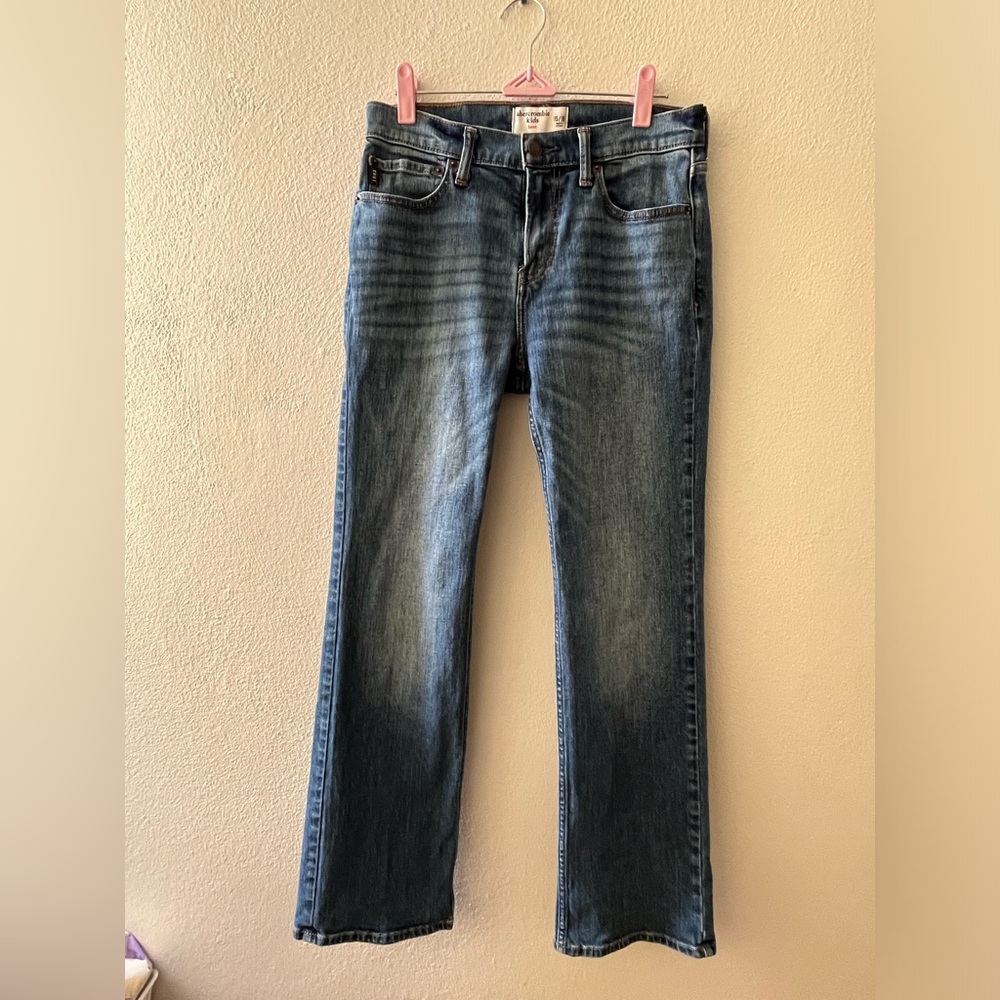 Abercrombie Kids Girls Jeans Size 15/16 Boot Leg Medium Wash Blue, Children Jean